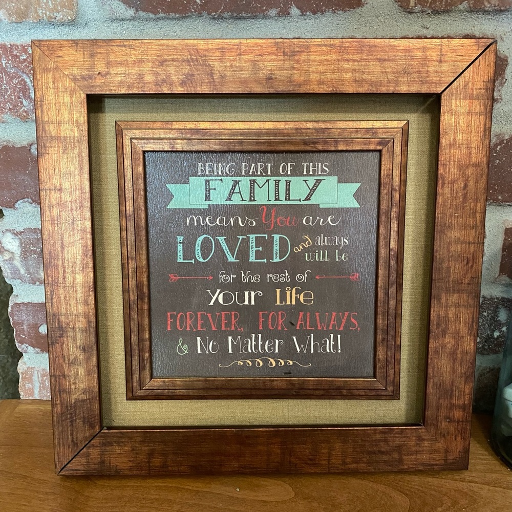 12"x12" "family saying" wood frame picture